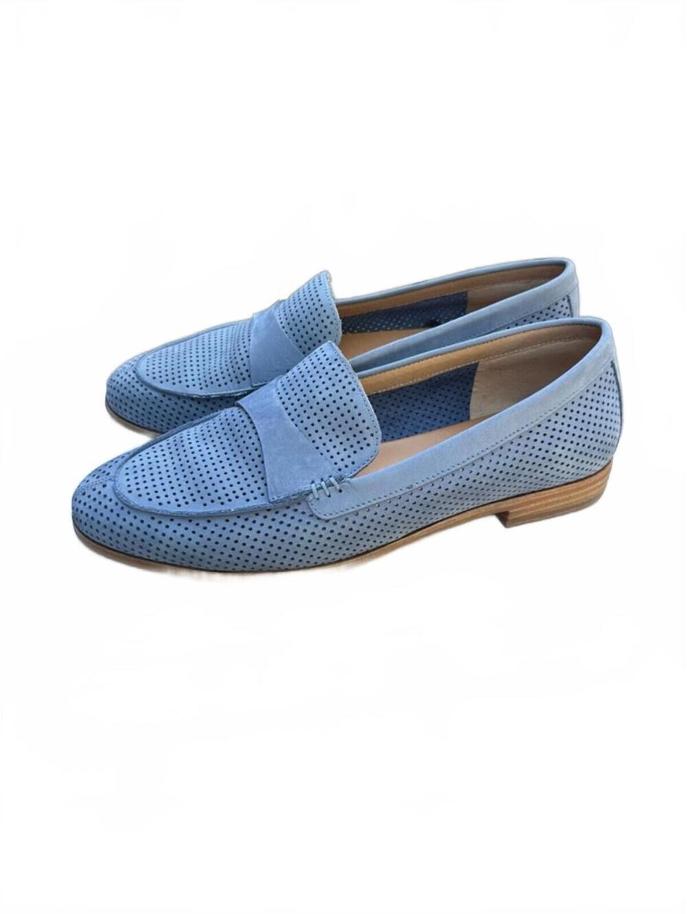 Corso Como Carlynee Blue Stonewash Soft Perforated Nubuck Leather Size 8